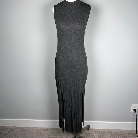 one clothing Dresses & Skirts - NWT-One Clothing, Grey Knit Maxi Dress, Mock Turtleneck, 2 Front Slits, Medium